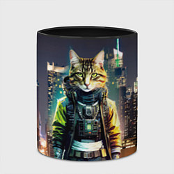 Кружка 3D Cool cat in New York city at night, цвет: 3D-белый + черный — фото 2