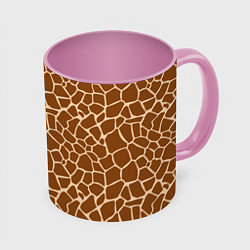 Кружка 3D Пятнистая шкура жирафа, цвет: 3D-белый + розовый