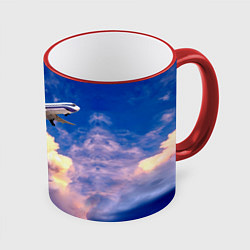 Кружка 3D Ту-154М Взлет, цвет: 3D-красный кант