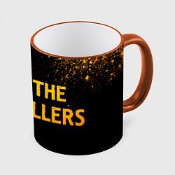 Кружка 3D The Killers - gold gradient: надпись и символ, цвет: 3D-оранжевый кант