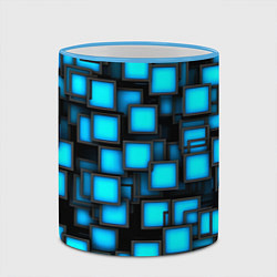 Кружка 3D Геометрия - синие квадраты, цвет: 3D-небесно-голубой кант — фото 2