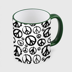 Кружка 3D Many peace logo, цвет: 3D-зеленый кант