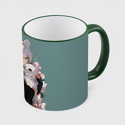 Кружка цветная Нежная девочка аниме с ушками