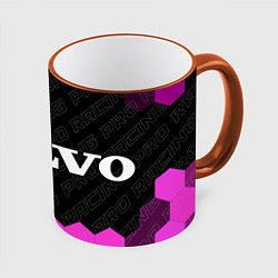 Кружка 3D Volvo pro racing: надпись и символ, цвет: 3D-оранжевый кант