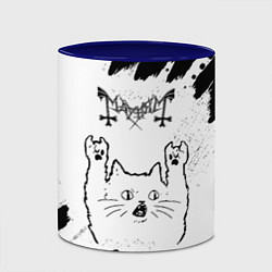 Кружка 3D Mayhem рок кот на светлом фоне, цвет: 3D-белый + синий — фото 2