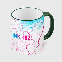 Кружка 3D Blink 182 neon gradient style: надпись и символ, цвет: 3D-зеленый кант