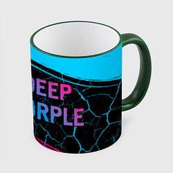 Кружка 3D Deep Purple - neon gradient: надпись и символ, цвет: 3D-зеленый кант