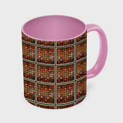 Кружка 3D Разноцветные мозаичные кубы, цвет: 3D-белый + розовый