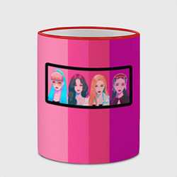 Кружка 3D Группа Black pink на фоне оттенков розового, цвет: 3D-красный кант — фото 2