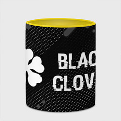 Кружка 3D Black Clover glitch на темном фоне: надпись и симв, цвет: 3D-белый + желтый — фото 2