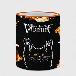 Кружка 3D Bullet For My Valentine рок кот и огонь, цвет: 3D-оранжевый кант — фото 2