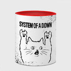 Кружка 3D System of a Down рок кот на светлом фоне, цвет: 3D-белый + красный — фото 2