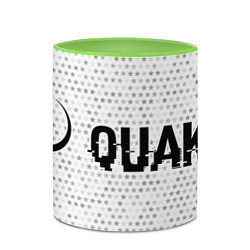 Кружка 3D Quake glitch на светлом фоне: надпись и символ, цвет: 3D-белый + светло-зеленый — фото 2