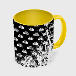 Кружка 3D Алан Вейк узор, цвет: 3D-белый + желтый