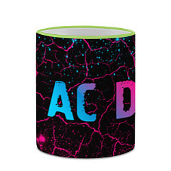 Кружка 3D AC DC - neon gradient: надпись и символ, цвет: 3D-светло-зеленый кант — фото 2