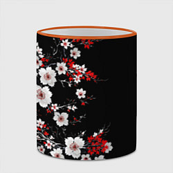 Кружка 3D Белая и красная сакура - цветение, цвет: 3D-оранжевый кант — фото 2