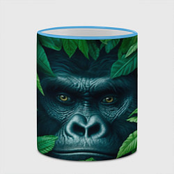 Кружка 3D Горилла в кустах, цвет: 3D-небесно-голубой кант — фото 2