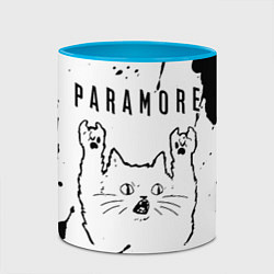 Кружка 3D Paramore рок кот на светлом фоне, цвет: 3D-белый + небесно-голубой — фото 2