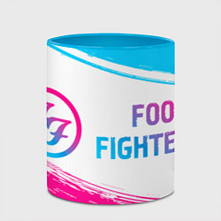 Кружка 3D Foo Fighters neon gradient style: надпись и символ, цвет: 3D-белый + небесно-голубой — фото 2