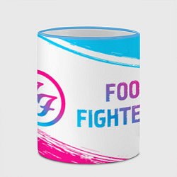 Кружка 3D Foo Fighters neon gradient style: надпись и символ, цвет: 3D-небесно-голубой кант — фото 2