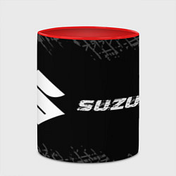 Кружка 3D Suzuki speed на темном фоне со следами шин: надпис, цвет: 3D-белый + красный — фото 2