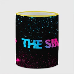 Кружка 3D The Sims - neon gradient: надпись и символ, цвет: 3D-желтый кант — фото 2