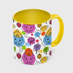 Кружка цветная Индийские слоники