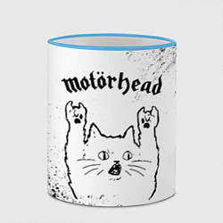 Кружка 3D Motorhead рок кот на светлом фоне, цвет: 3D-небесно-голубой кант — фото 2