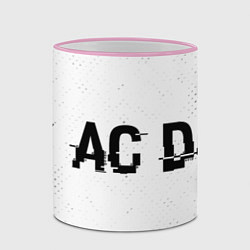 Кружка 3D AC DC glitch на светлом фоне: надпись и символ, цвет: 3D-розовый кант — фото 2
