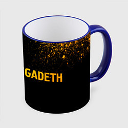 Кружка 3D Megadeth - gold gradient: надпись и символ, цвет: 3D-синий кант