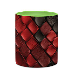 Кружка 3D Кожаная красно черная текстура, цвет: 3D-белый + светло-зеленый — фото 2