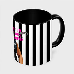 Кружка 3D Райан Гослинг полицейский, цвет: 3D-белый + черный