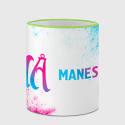 Кружка 3D Maneskin neon gradient style: надпись и символ, цвет: 3D-светло-зеленый кант — фото 2