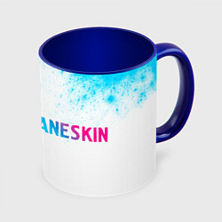 Кружка 3D Maneskin neon gradient style: надпись и символ, цвет: 3D-белый + синий