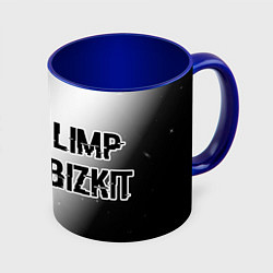 Кружка 3D Limp Bizkit glitch на светлом фоне: надпись и симв, цвет: 3D-белый + синий