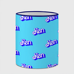 Кружка 3D Синий логотип Кен - паттерн, цвет: 3D-синий кант — фото 2