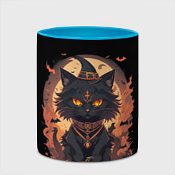 Кружка 3D Черный кот в хеллоуине, цвет: 3D-белый + небесно-голубой — фото 2