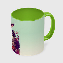 Кружка цветная Заяц на фоне луны - фантазия - нейросеть