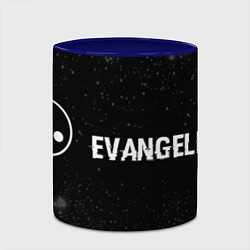 Кружка 3D Evangelion glitch на темном фоне: надпись и символ, цвет: 3D-белый + синий — фото 2