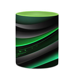 Кружка 3D Black green line, цвет: 3D-белый + светло-зеленый — фото 2
