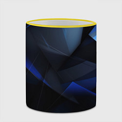 Кружка 3D Черная и голубая текстура, цвет: 3D-желтый кант — фото 2