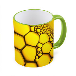 Кружка 3D Желтые объемные плиты, цвет: 3D-светло-зеленый кант