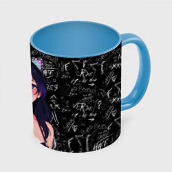 Кружка 3D Шинобу Кочо ахегао - Клинок демонов, цвет: 3D-белый + небесно-голубой