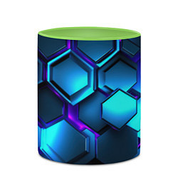 Кружка 3D Объемные неоновые плиты, цвет: 3D-белый + светло-зеленый — фото 2