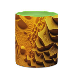 Кружка 3D Желтая объемная абстракция, цвет: 3D-белый + светло-зеленый — фото 2
