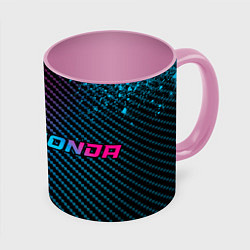 Кружка 3D Honda - neon gradient: надпись и символ, цвет: 3D-белый + розовый