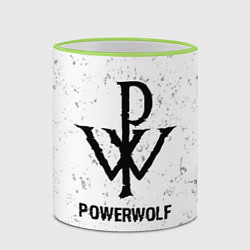 Кружка 3D Powerwolf glitch на светлом фоне, цвет: 3D-светло-зеленый кант — фото 2