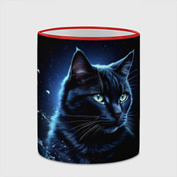 Кружка 3D Черный кот - брызги воды, цвет: 3D-красный кант — фото 2