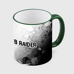Кружка 3D Tomb Raider glitch на светлом фоне: надпись и симв, цвет: 3D-зеленый кант