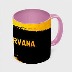 Кружка 3D Nirvana - gold gradient: надпись и символ, цвет: 3D-белый + розовый